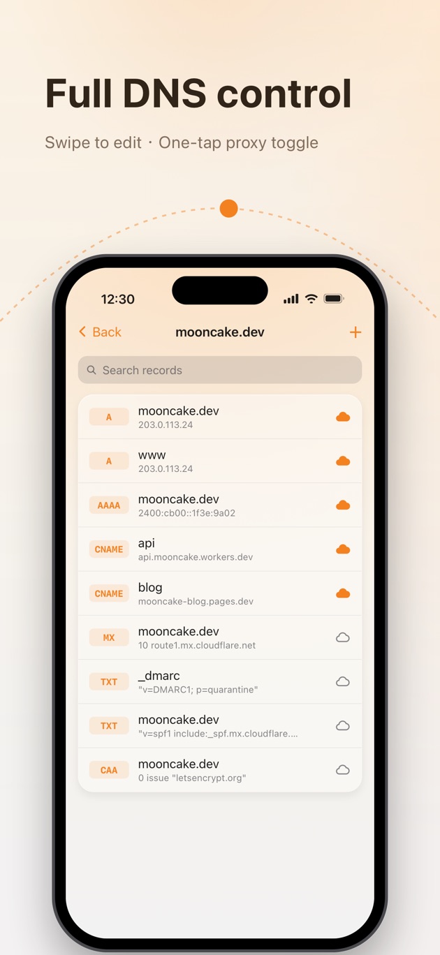 قائمة سجلات DNS وتحريرها